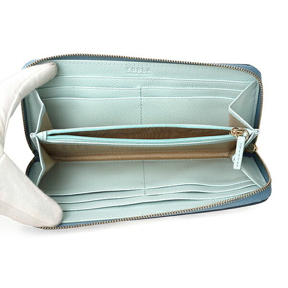 Furla Camellia Long Wallet Round Zipper Blue Multicolor - Picture 4 of 9